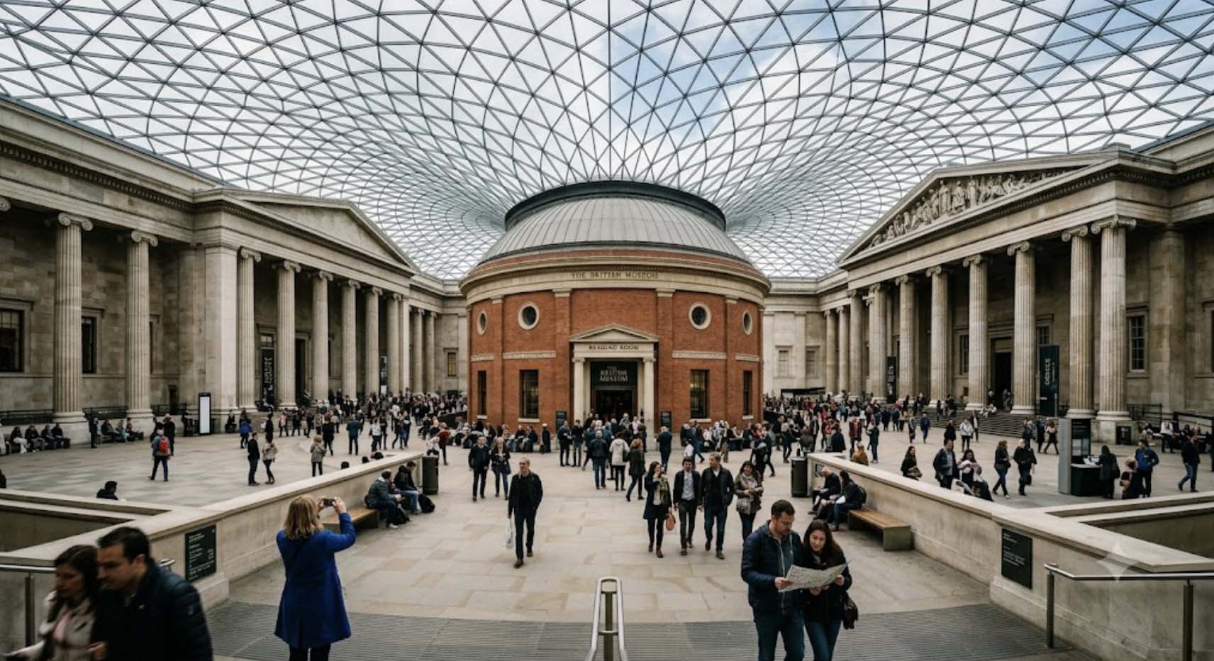The bright modern Great Court inside the British Museum